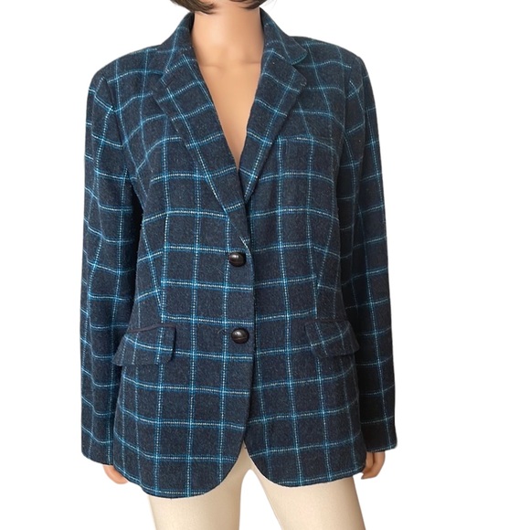 Talbots Jackets & Blazers - Talbots blue plaid blazer w basket weave buttons